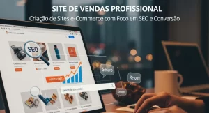 Interface de um site de vendas rápidas com um botão CTA destacado, simbolizando alta conversão.